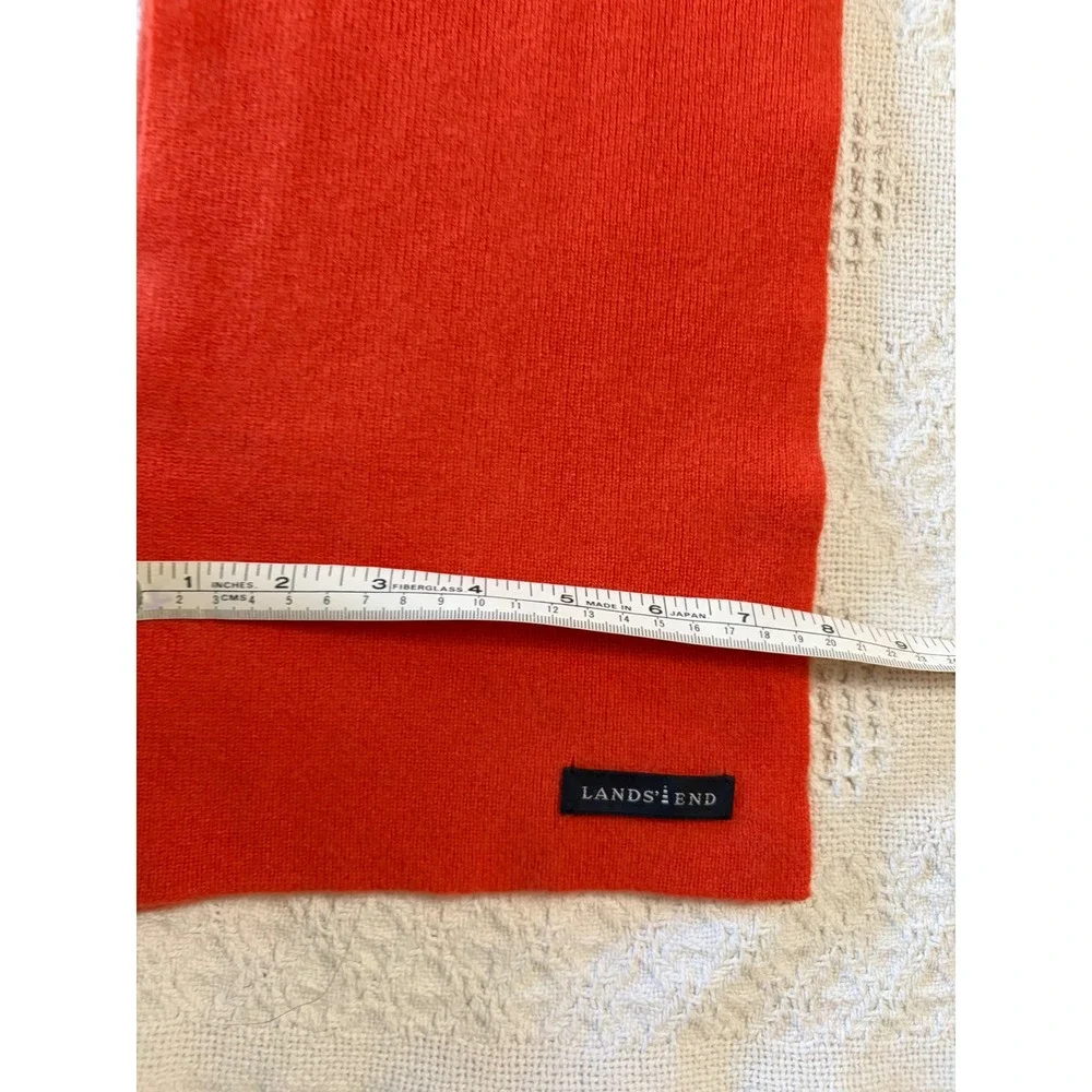 Lands' End 100% Cashmere Knit Winter Scarf | Bright Orange‎ Coral Solid 8